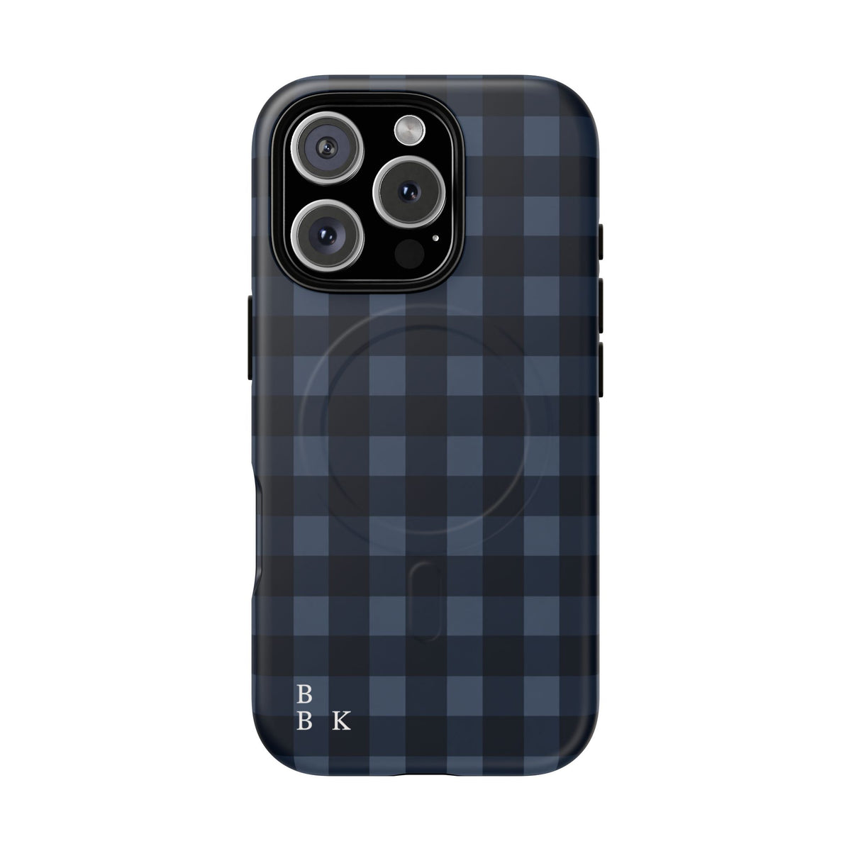 Plaid Magnetic Phone Case — Navy Buffalo Check Tough MagSafe-Compatible Case