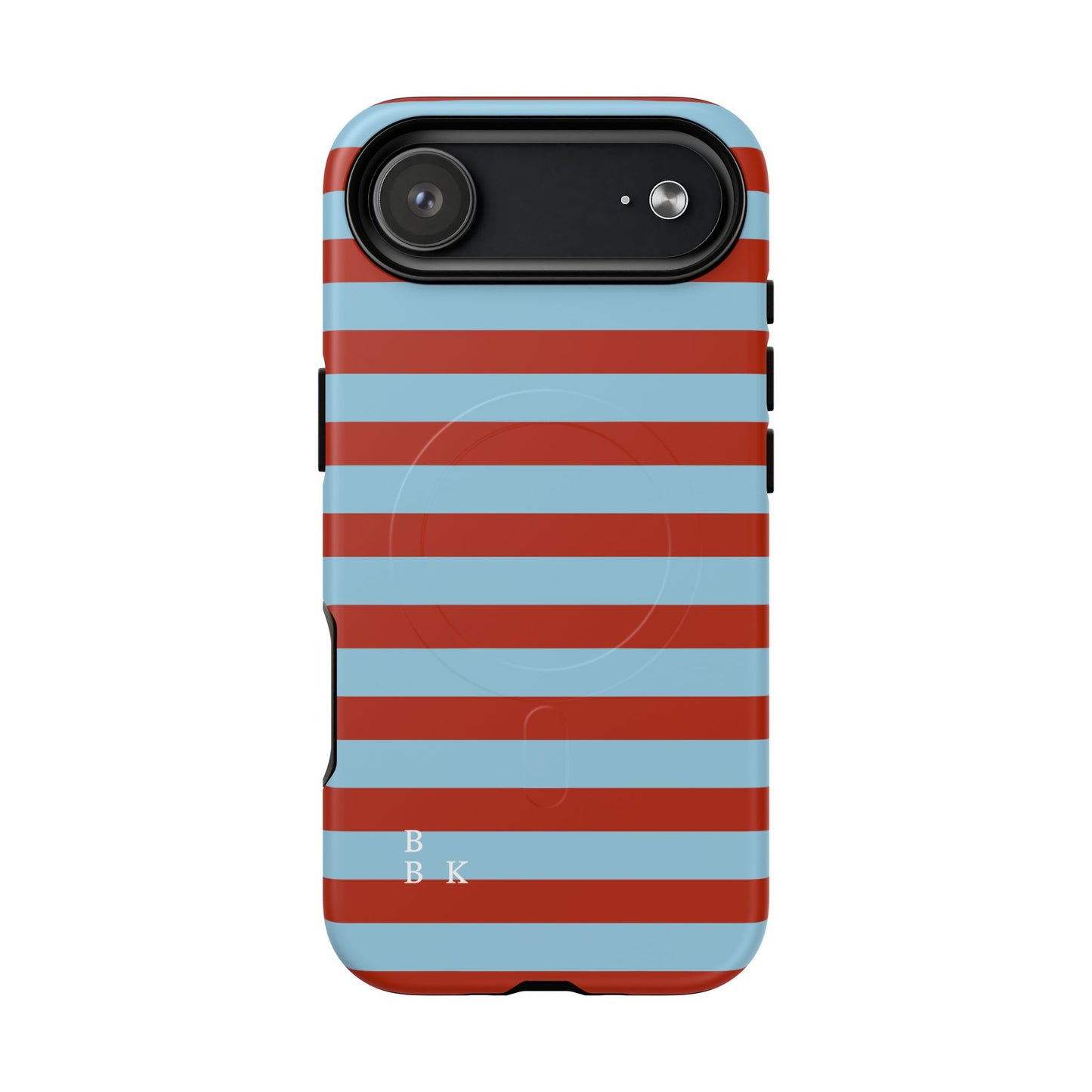 Striped Tough Magnetic Phone Case — Retro Red & Sky Blue