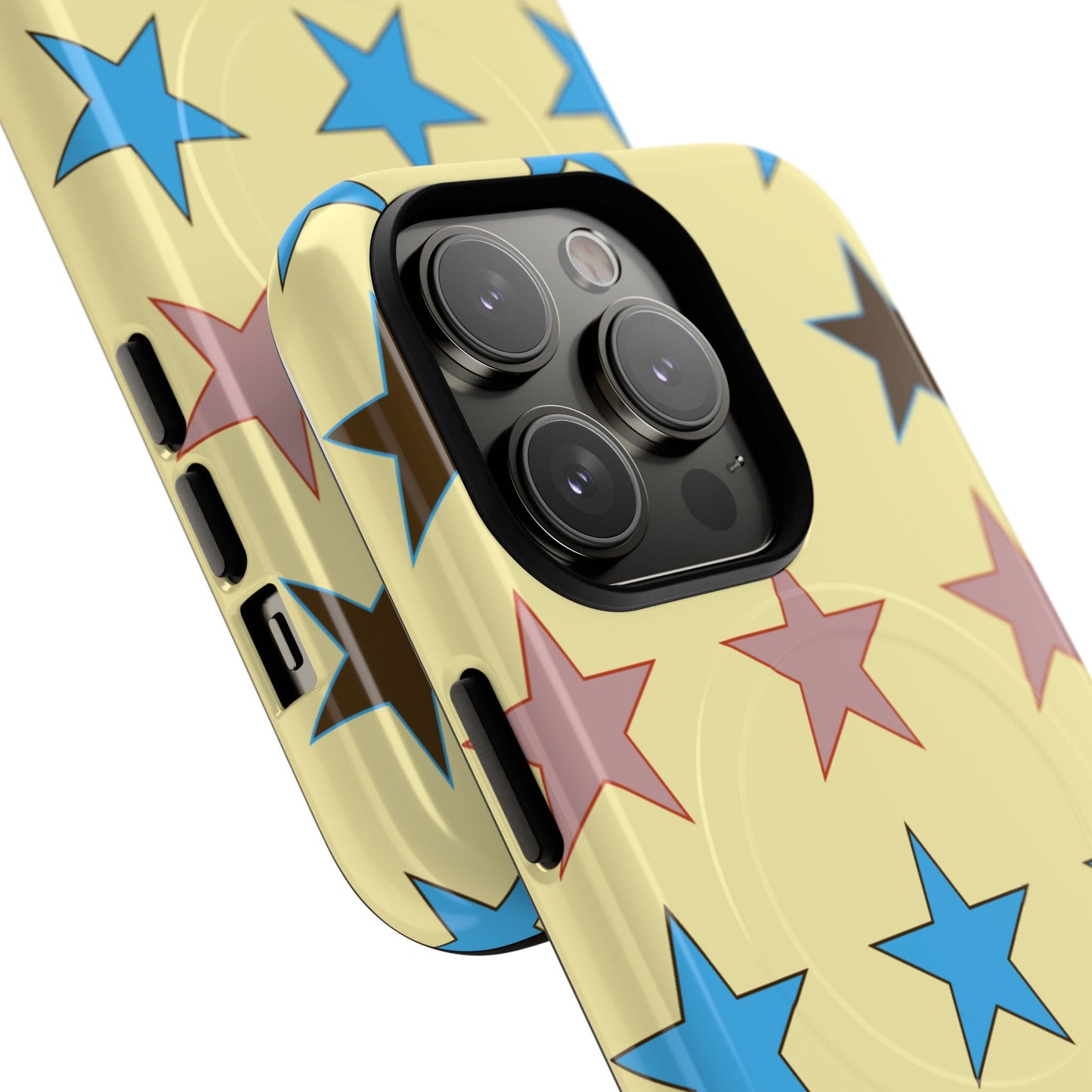 Star Pattern Tough Magnetic Phone Case — Colorful Retro Stars Protective Cover