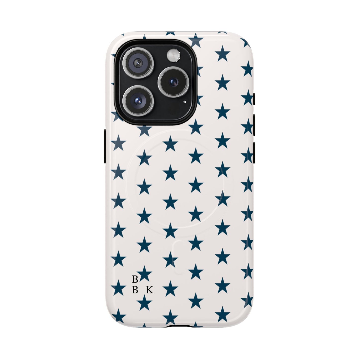 Star Pattern Tough Magnetic Phone Case — Navy Stars on White