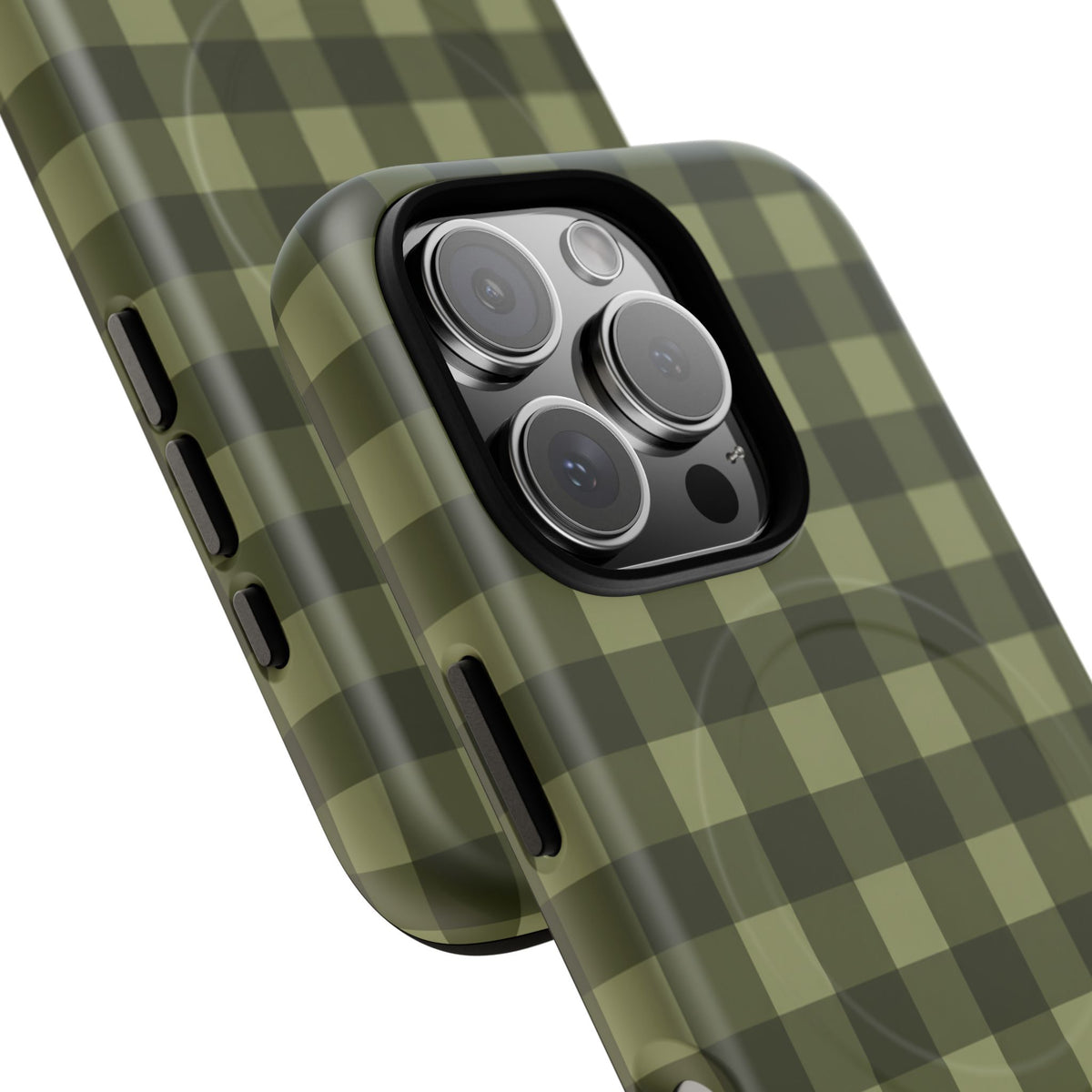 Green Buffalo Plaid Magnetic Phone Case — Tough Protective MagSafe-Compatible Case
