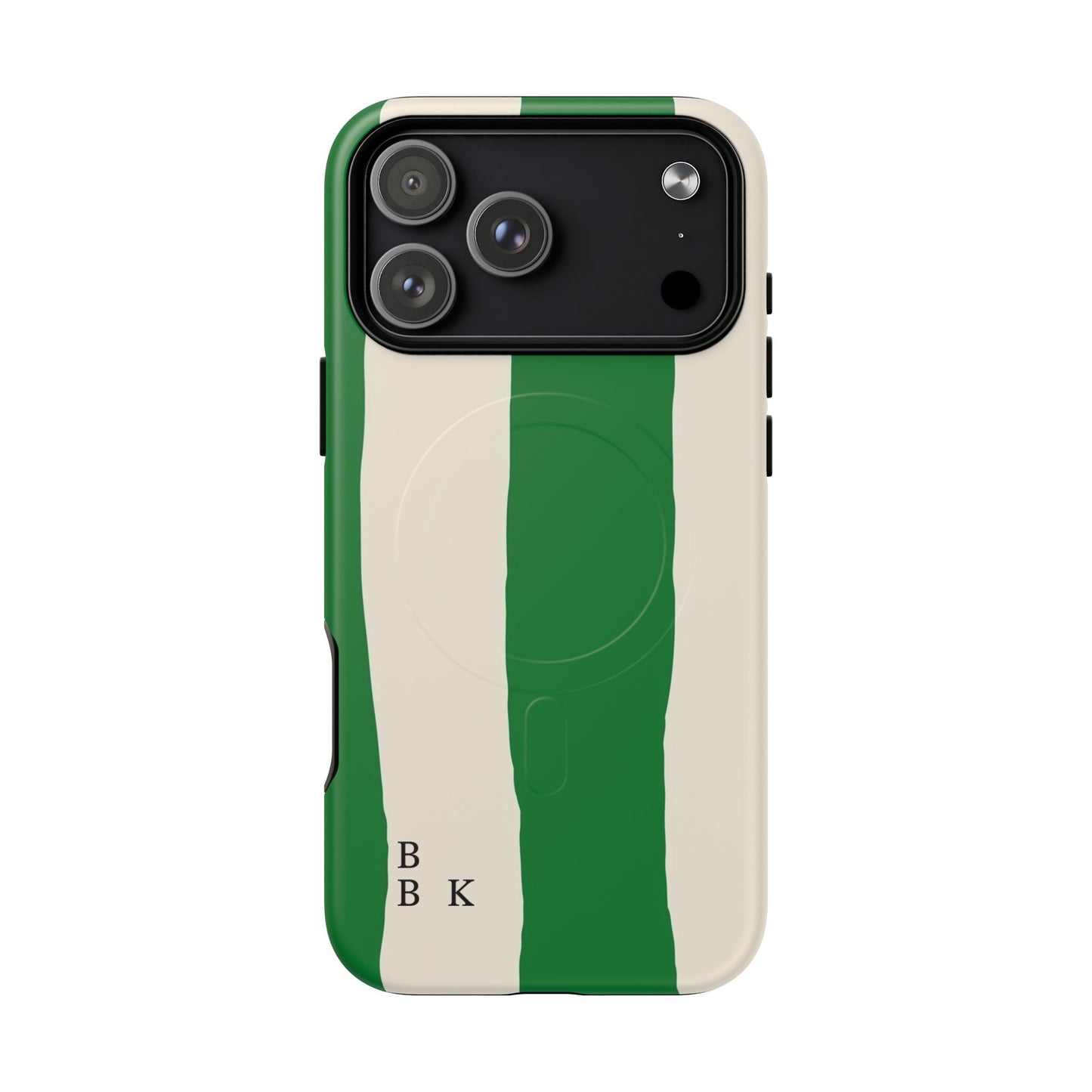 Green Stripe Tough Magnetic Phone Case — Custom Monogram BBK
