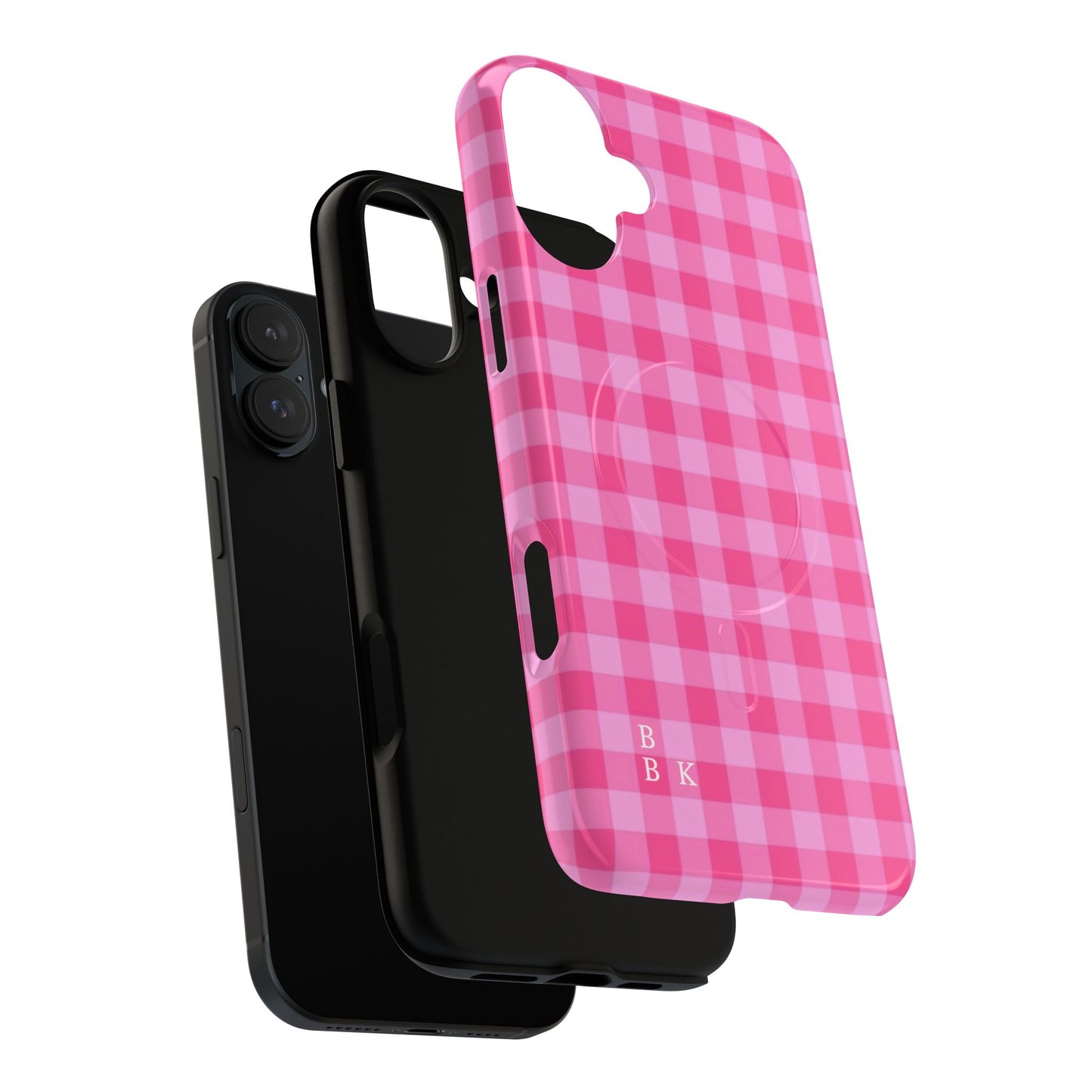 Pink Gingham Tough Magnetic Phone Case – Durable Checkered Design
