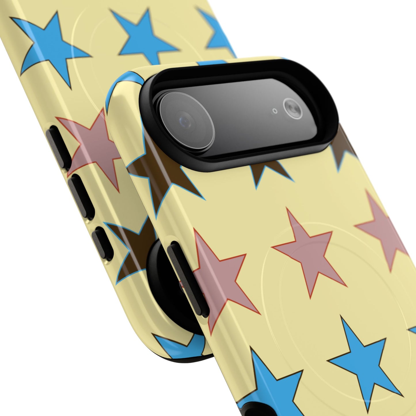 Star Pattern Tough Magnetic Phone Case — Colorful Retro Stars Protective Cover