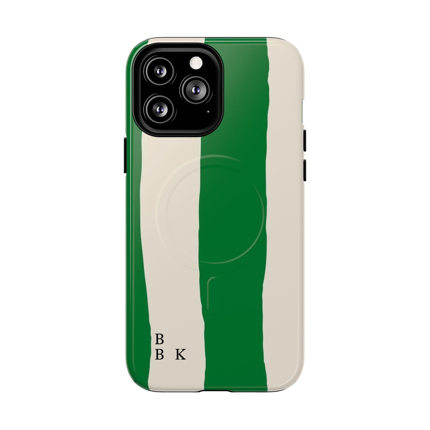 Green Stripe Tough Magnetic Phone Case — Custom Monogram BBK