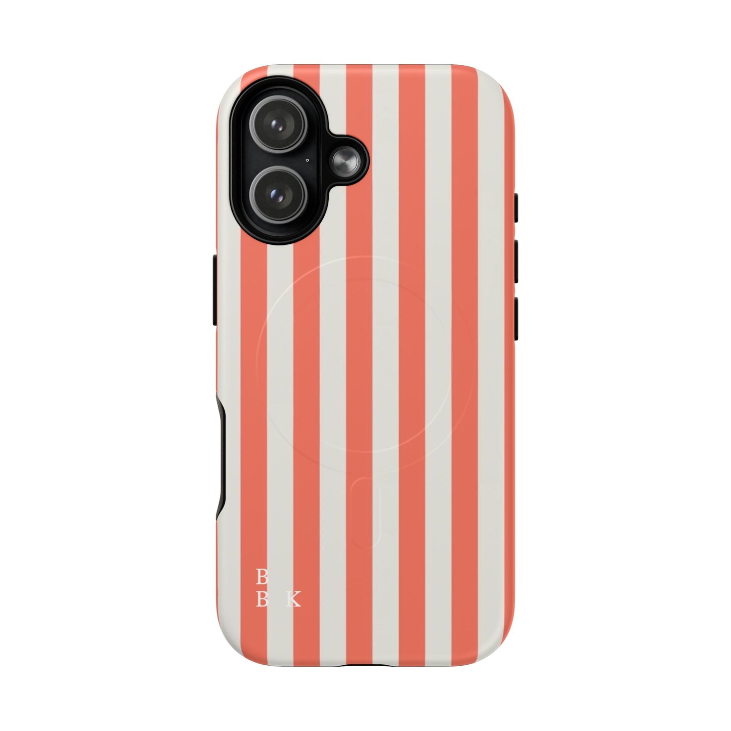 Striped Coral Magnetic Phone Case — Slim Protective Case with Vertical Red-White Stripes