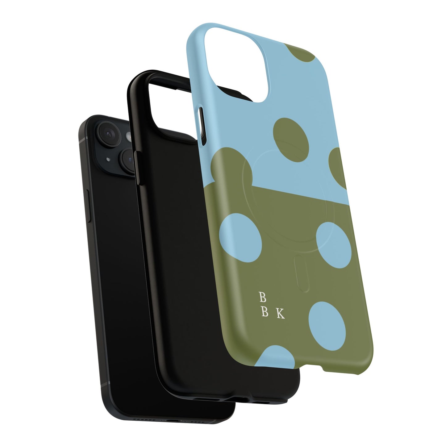 Polka Dot Magnetic Phone Case — Blue & Olive Protective Snap-On Cover