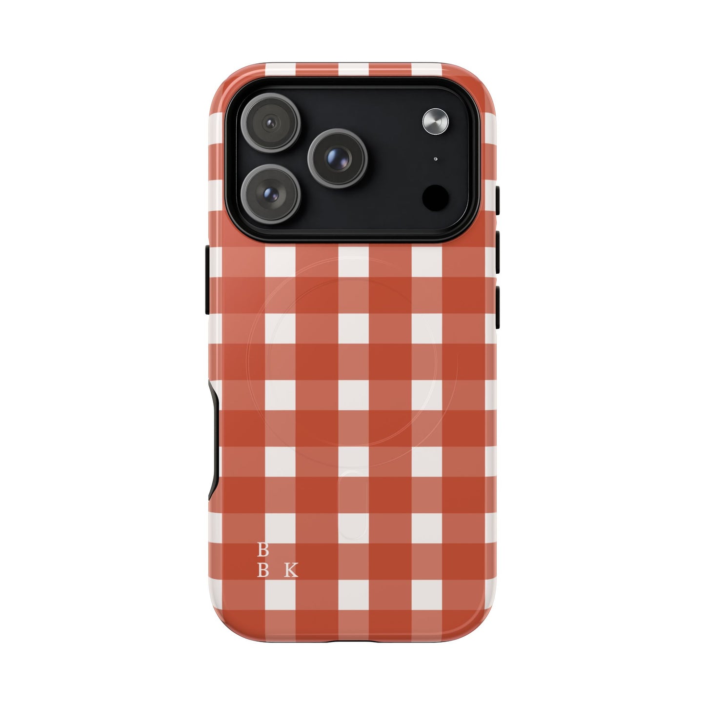 Burnt Orange Gingham Tough Magnetic Phone Case — Plaid Protective iPhone Cover