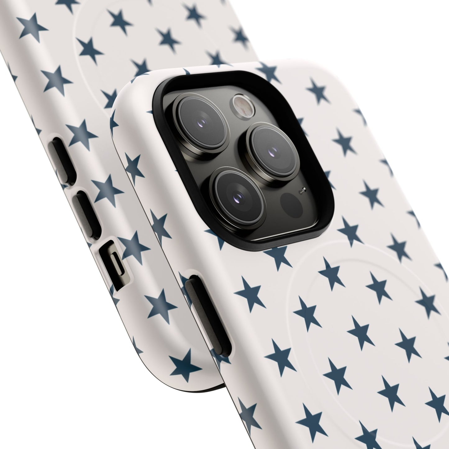 Star Pattern Tough Magnetic Phone Case — Navy Stars on White