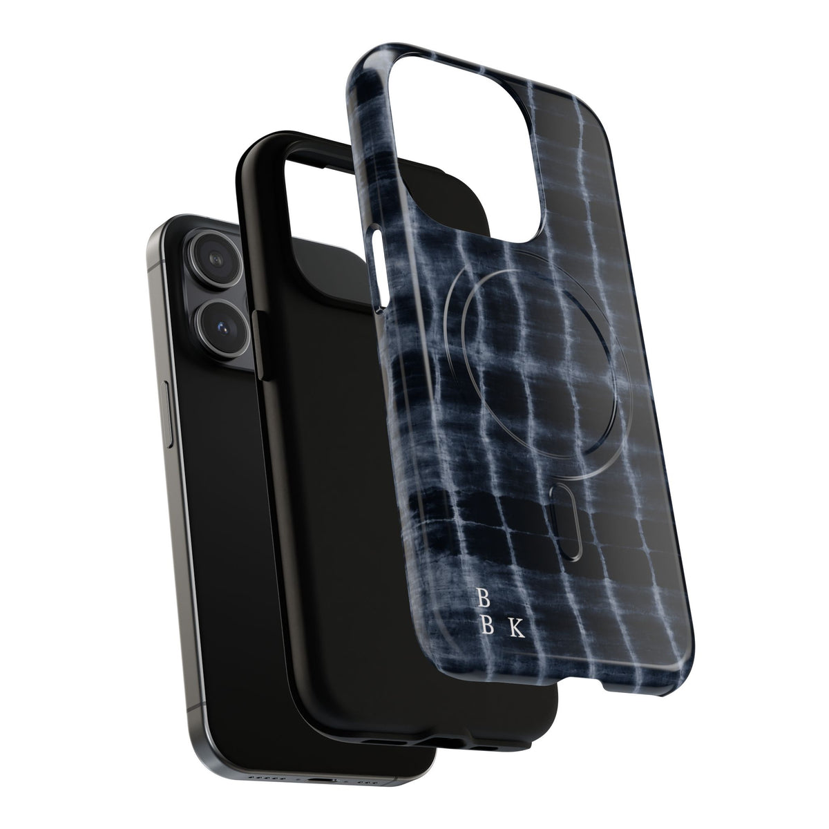 Magnetic Phone Case — Black Tie-Dye Tough Protective Cover with MagSafe