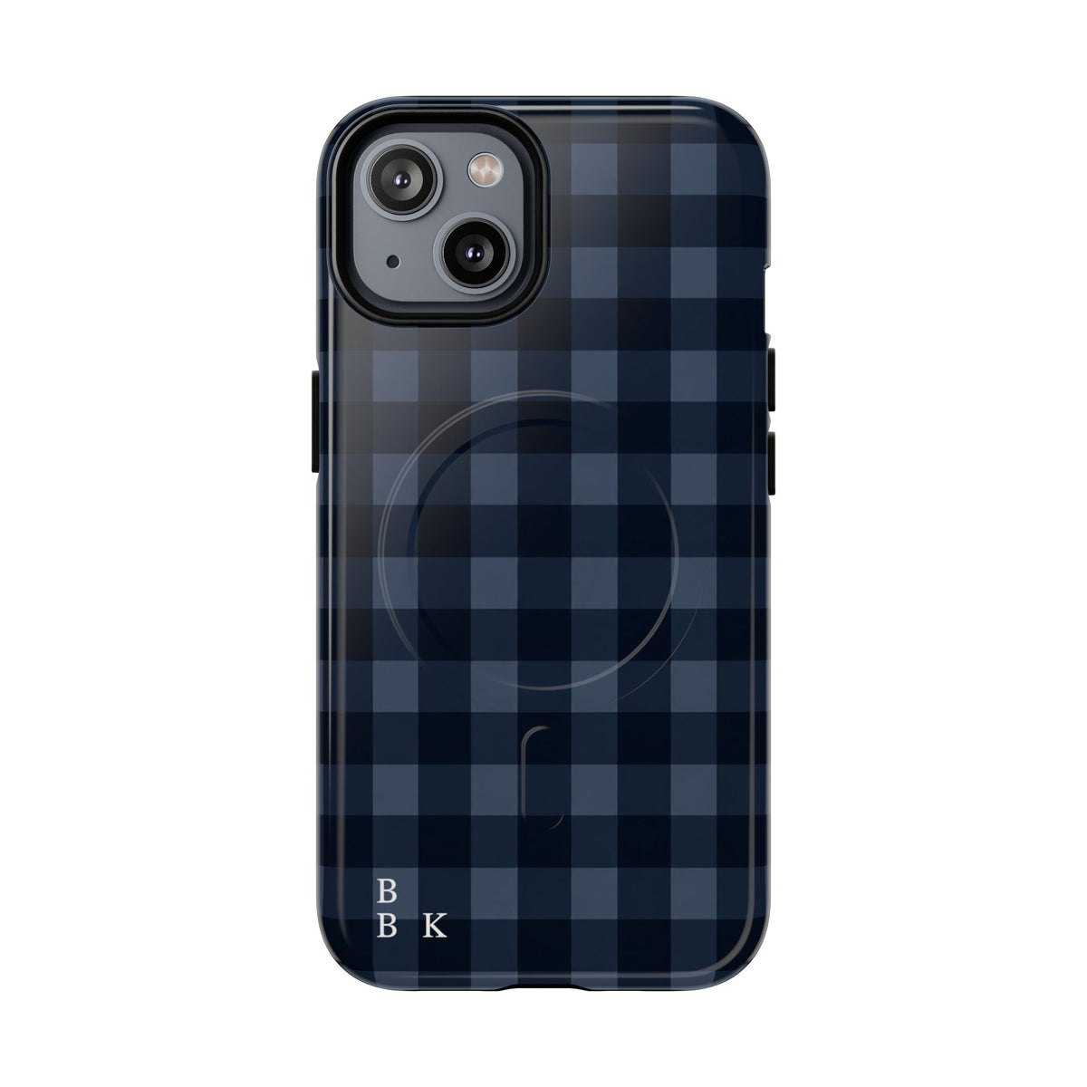 Plaid Magnetic Phone Case — Navy Buffalo Check Tough MagSafe-Compatible Case