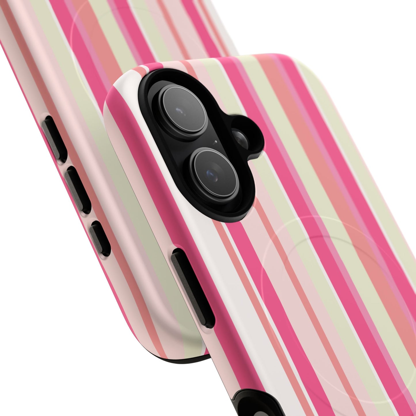 Magnetic Tough Case — Pink Striped Phone Cover (MagSafe Compatible)