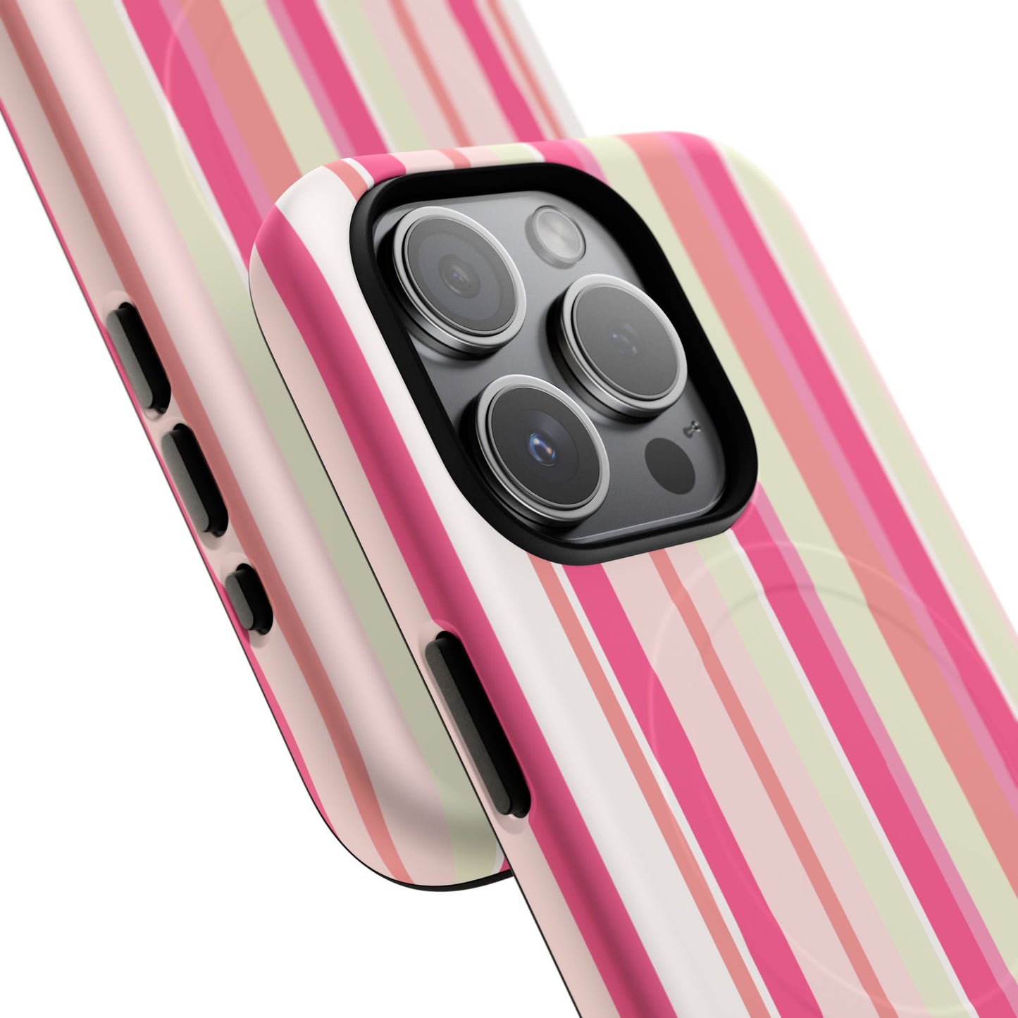 Magnetic Tough Case — Pink Striped Phone Cover (MagSafe Compatible)