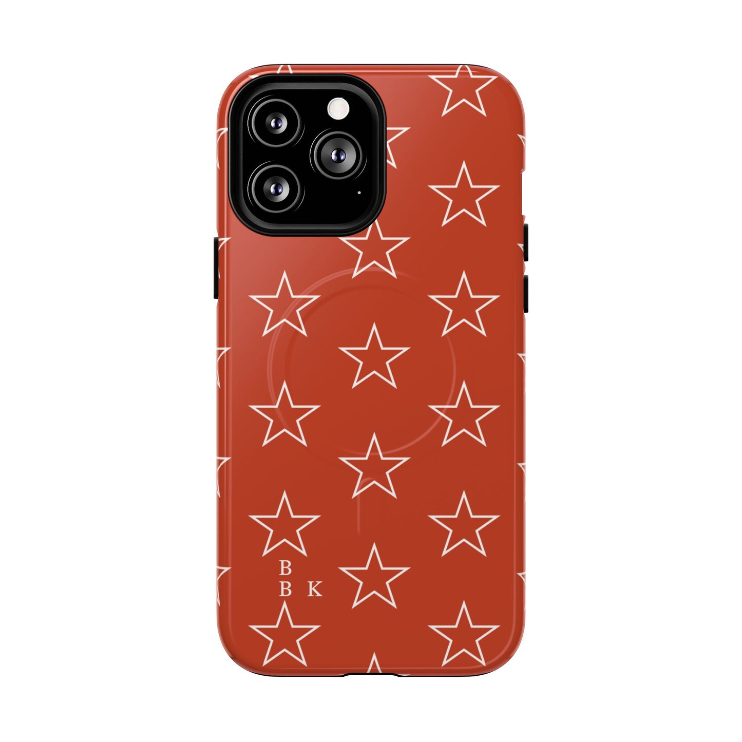 Star Pattern Tough Magnetic Phone Case — Rust Red Protective iPhone Cover