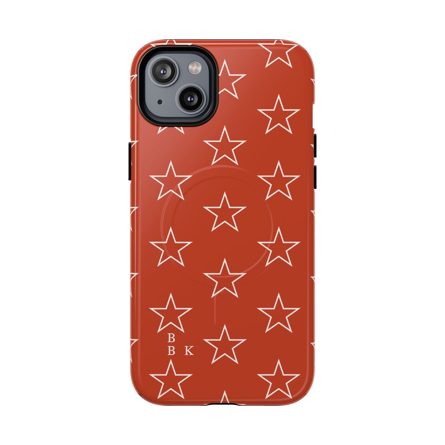 Star Pattern Tough Magnetic Phone Case — Rust Red Protective iPhone Cover