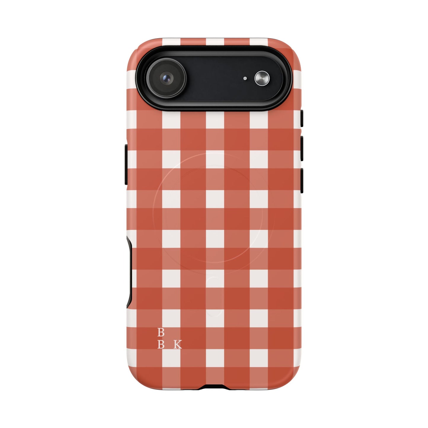 Burnt Orange Gingham Tough Magnetic Phone Case — Plaid Protective iPhone Cover
