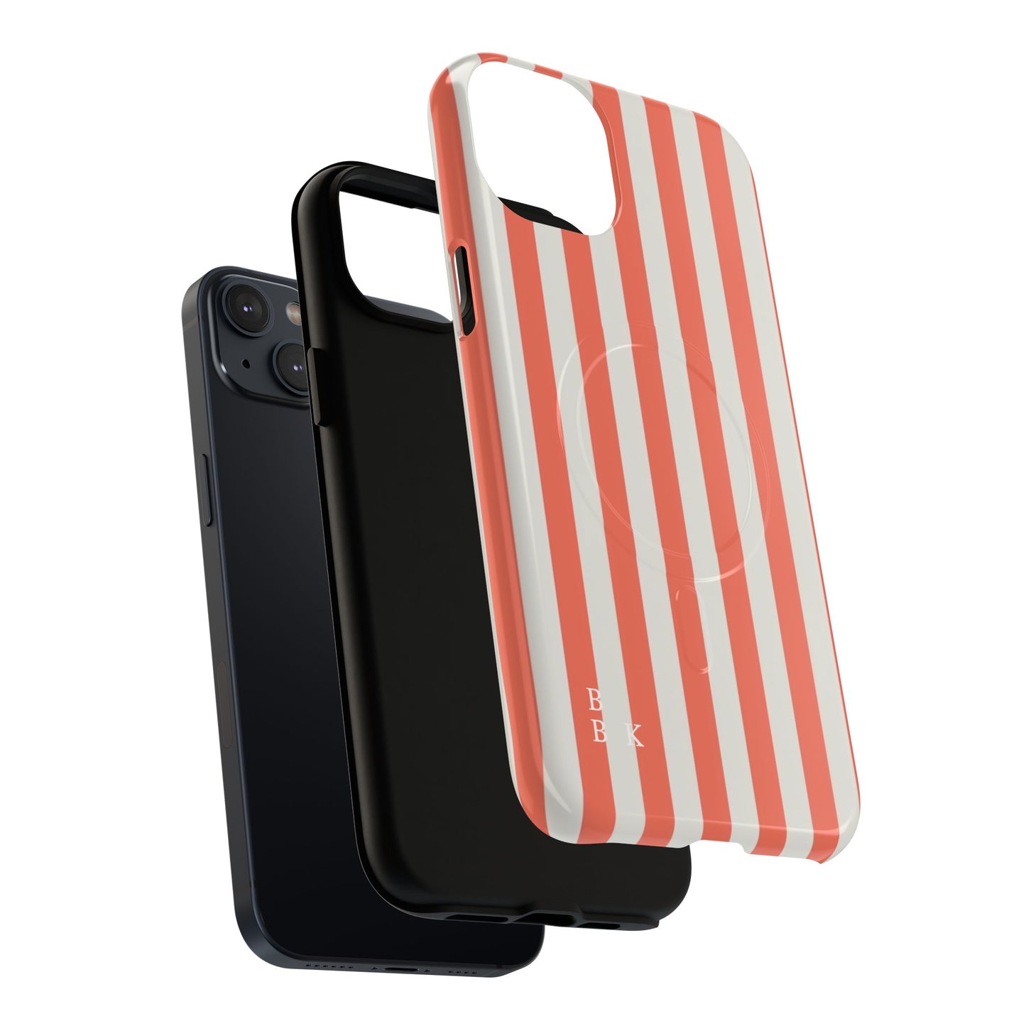 Striped Coral Magnetic Phone Case — Slim Protective Case with Vertical Red-White Stripes