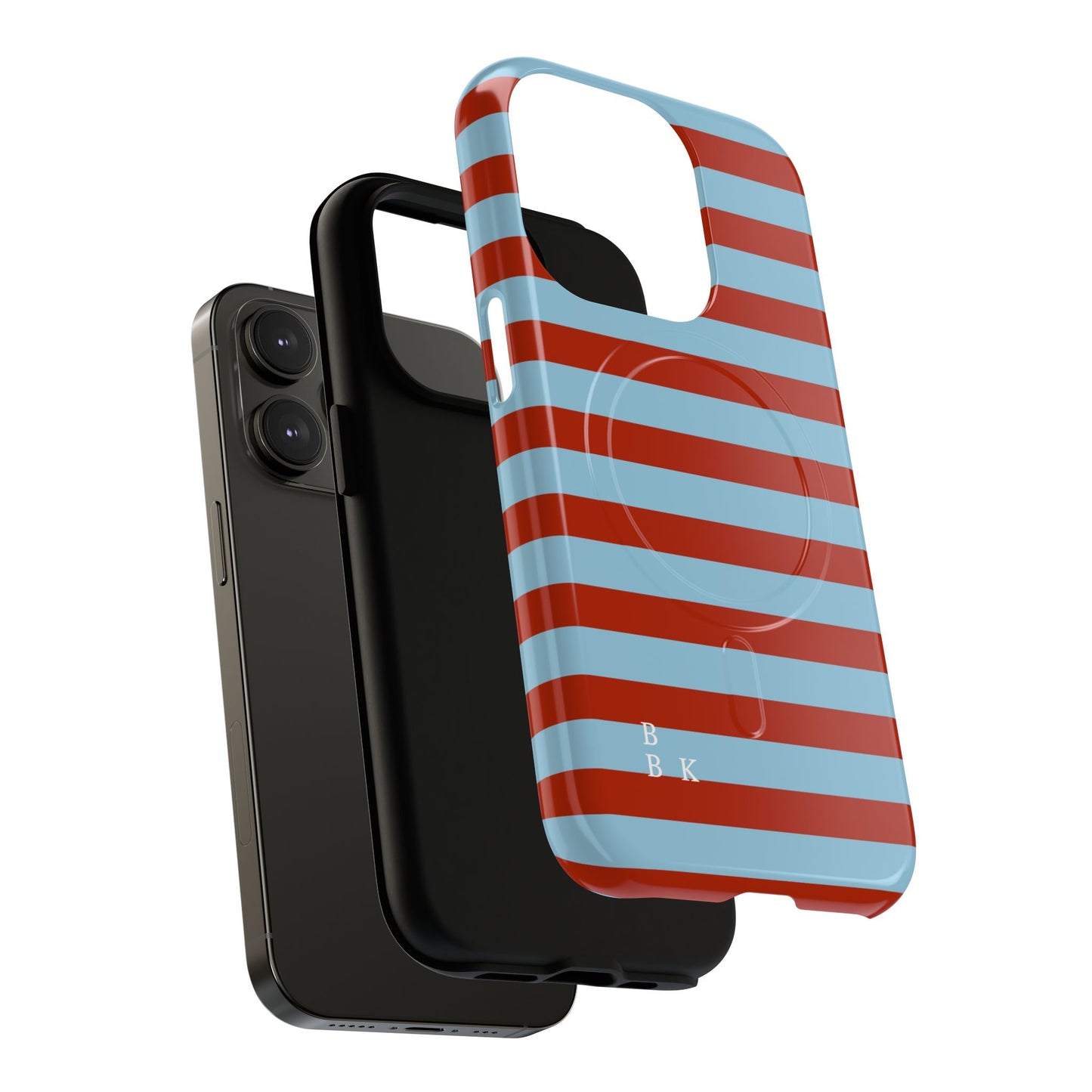 Striped Tough Magnetic Phone Case — Retro Red & Sky Blue