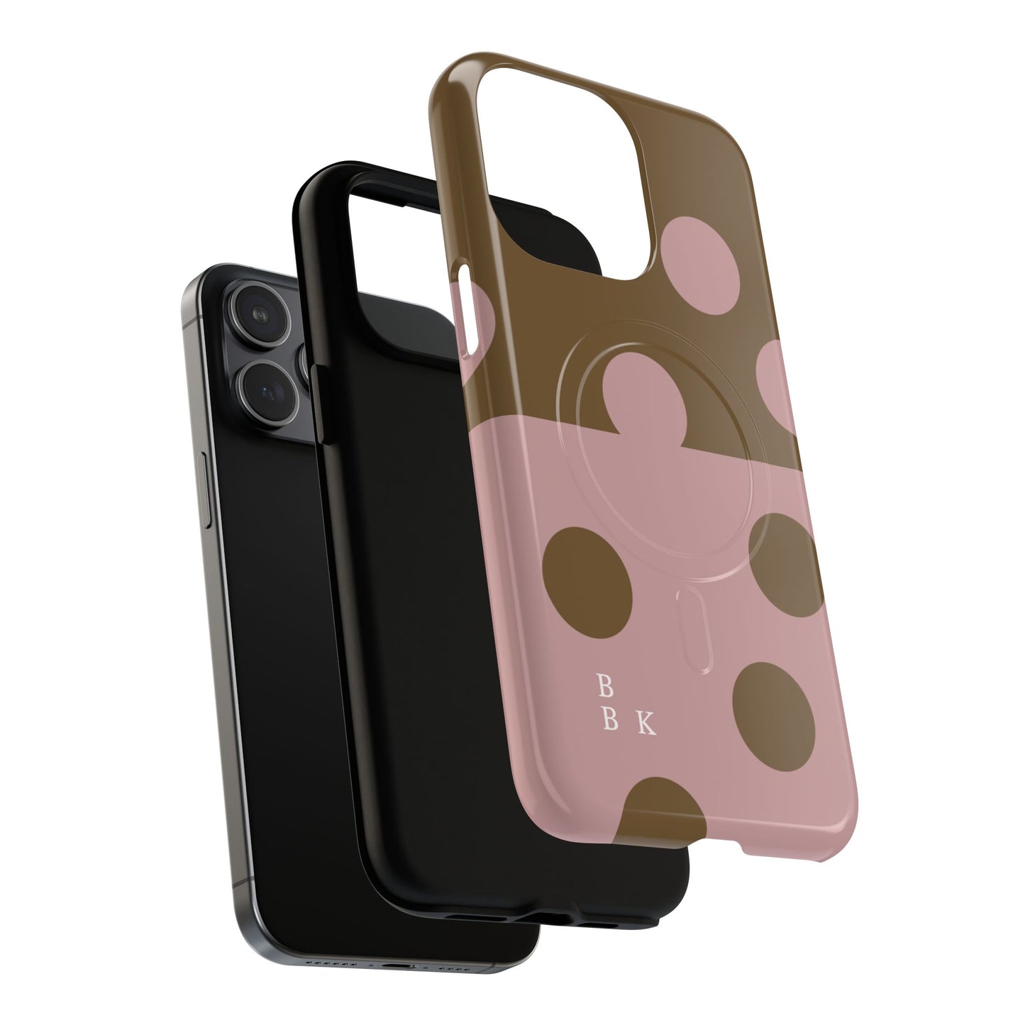 Pink + Yellow Polka Dot Magnetic Tough Case — Protective Magnetic Phone Case with 'BBK' Accent