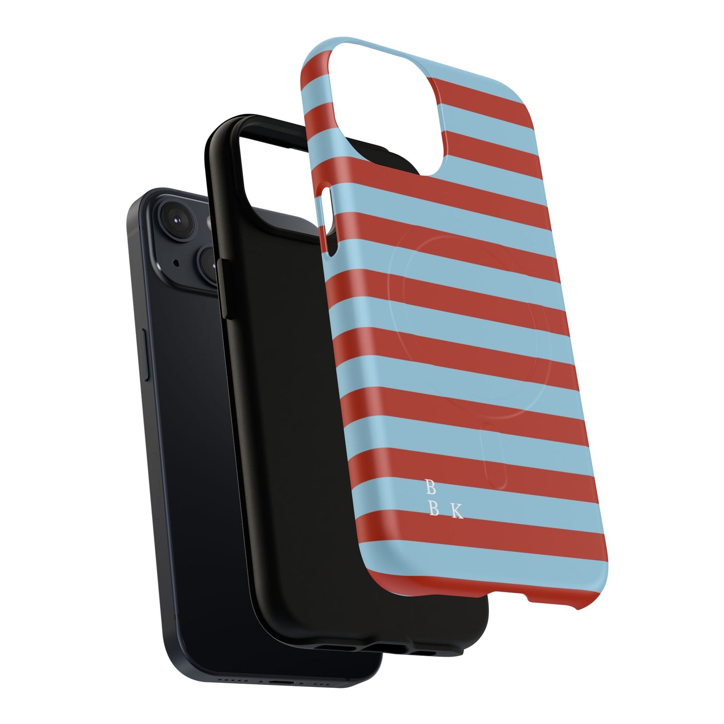 Striped Tough Magnetic Phone Case — Retro Red & Sky Blue
