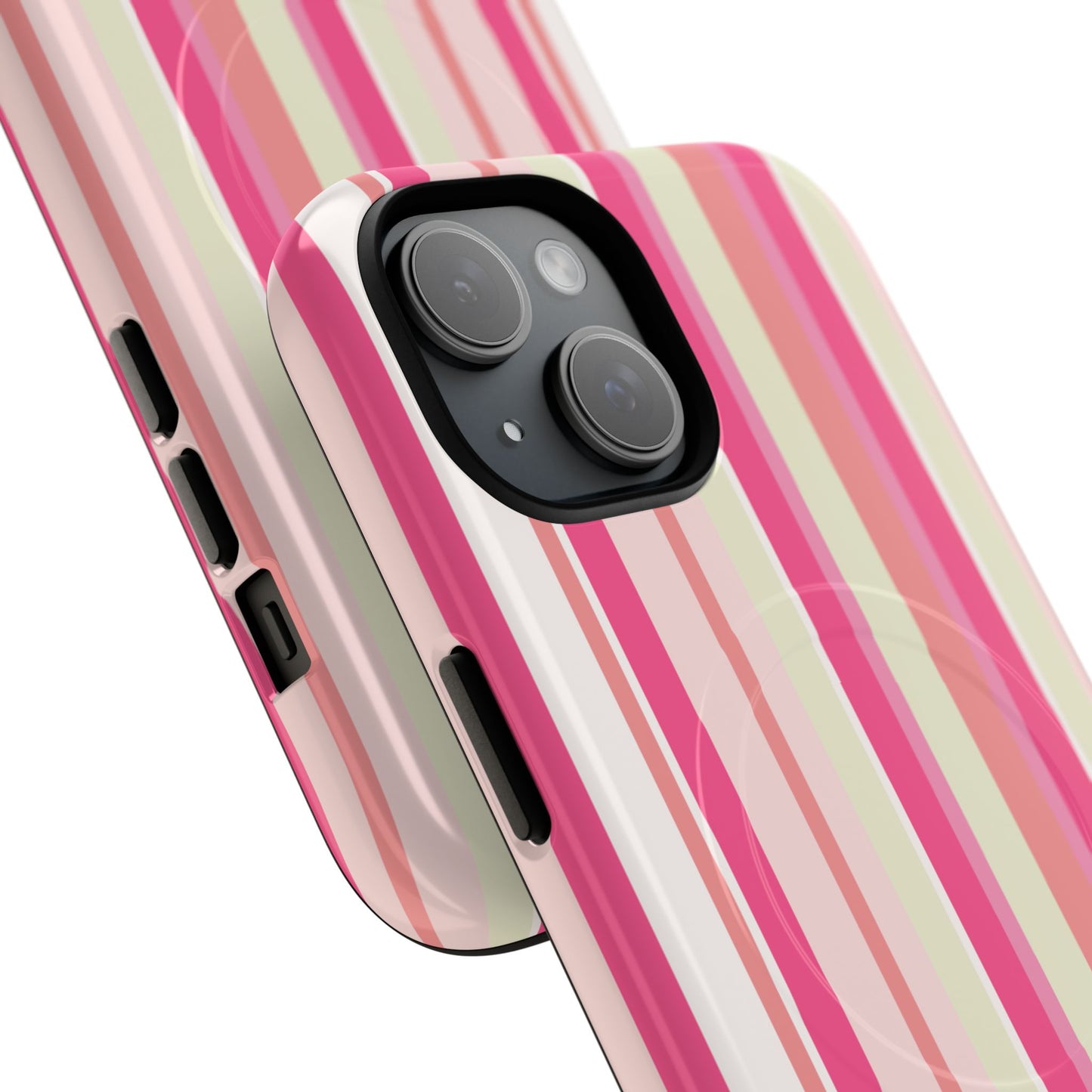 Magnetic Tough Case — Pink Striped Phone Cover (MagSafe Compatible)