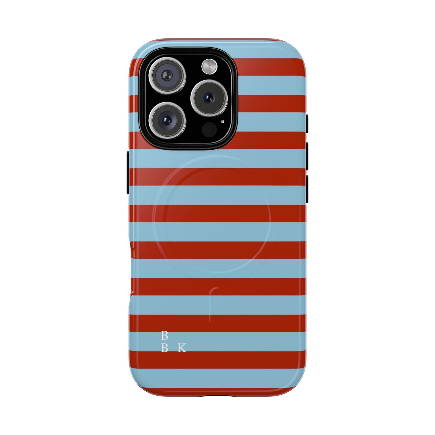 Striped Tough Magnetic Phone Case — Retro Red & Sky Blue