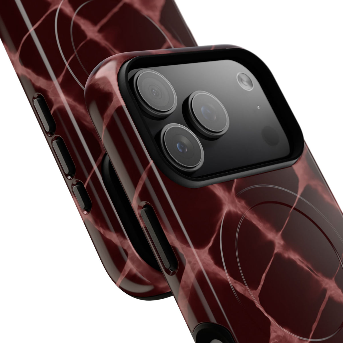 Magnetic Phone Case — Burgundy Marble Tough Protective Cover