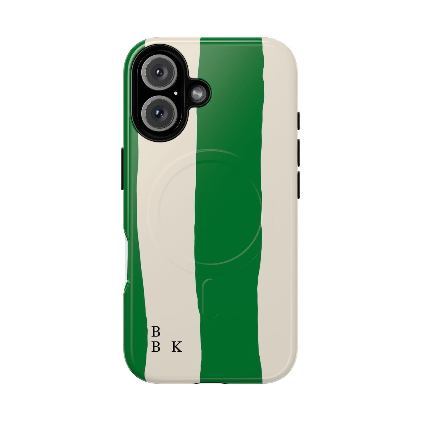 Green Stripe Tough Magnetic Phone Case — Custom Monogram BBK