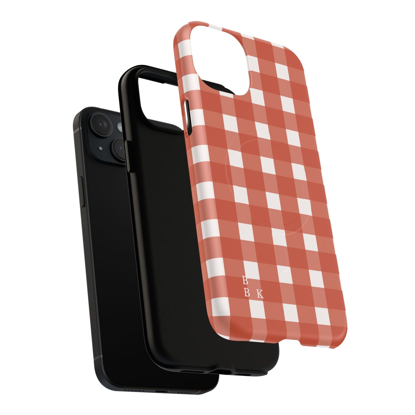 Burnt Orange Gingham Tough Magnetic Phone Case — Plaid Protective iPhone Cover