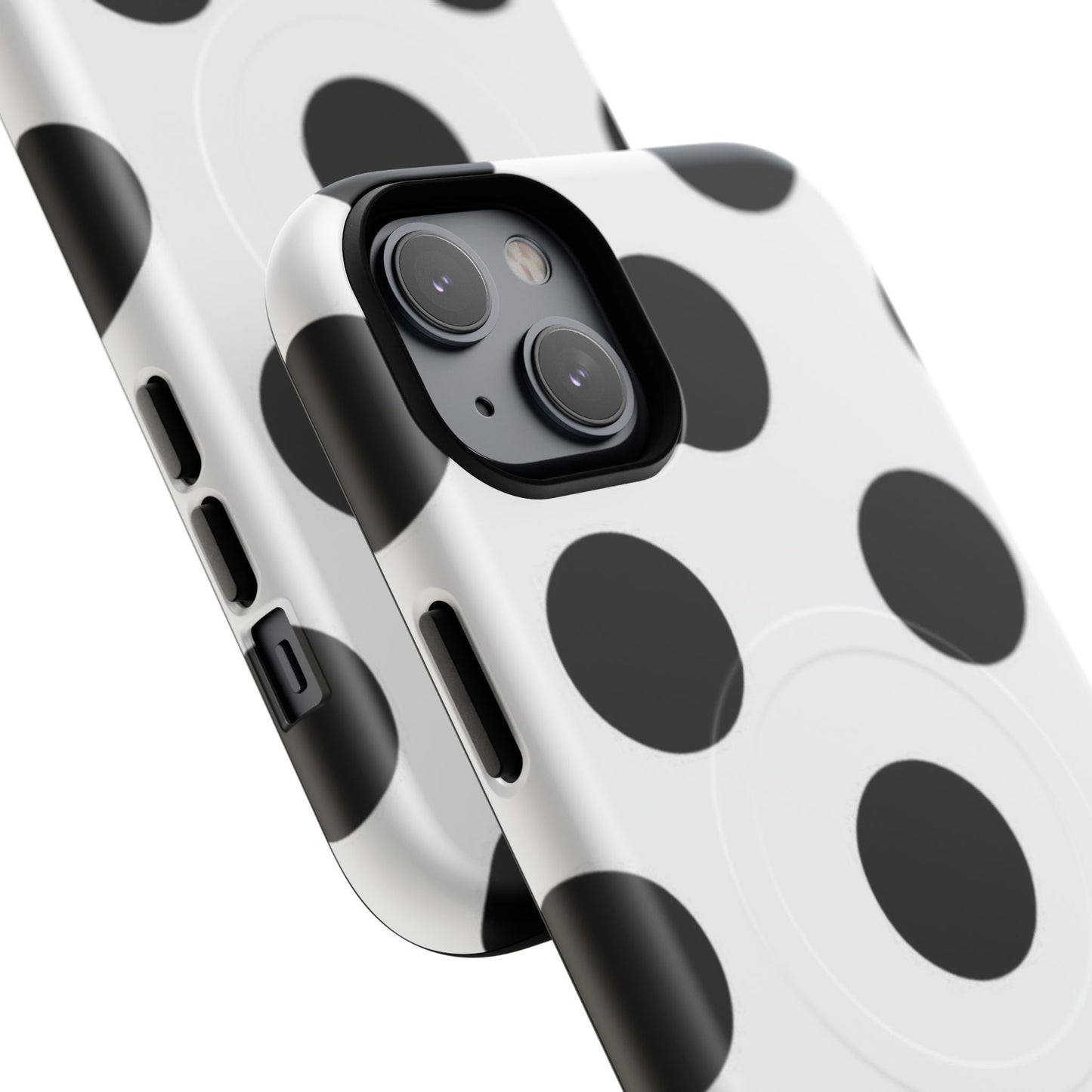 Polka Dot Magnetic Phone Case — Black & White Retro Dot Tough Case