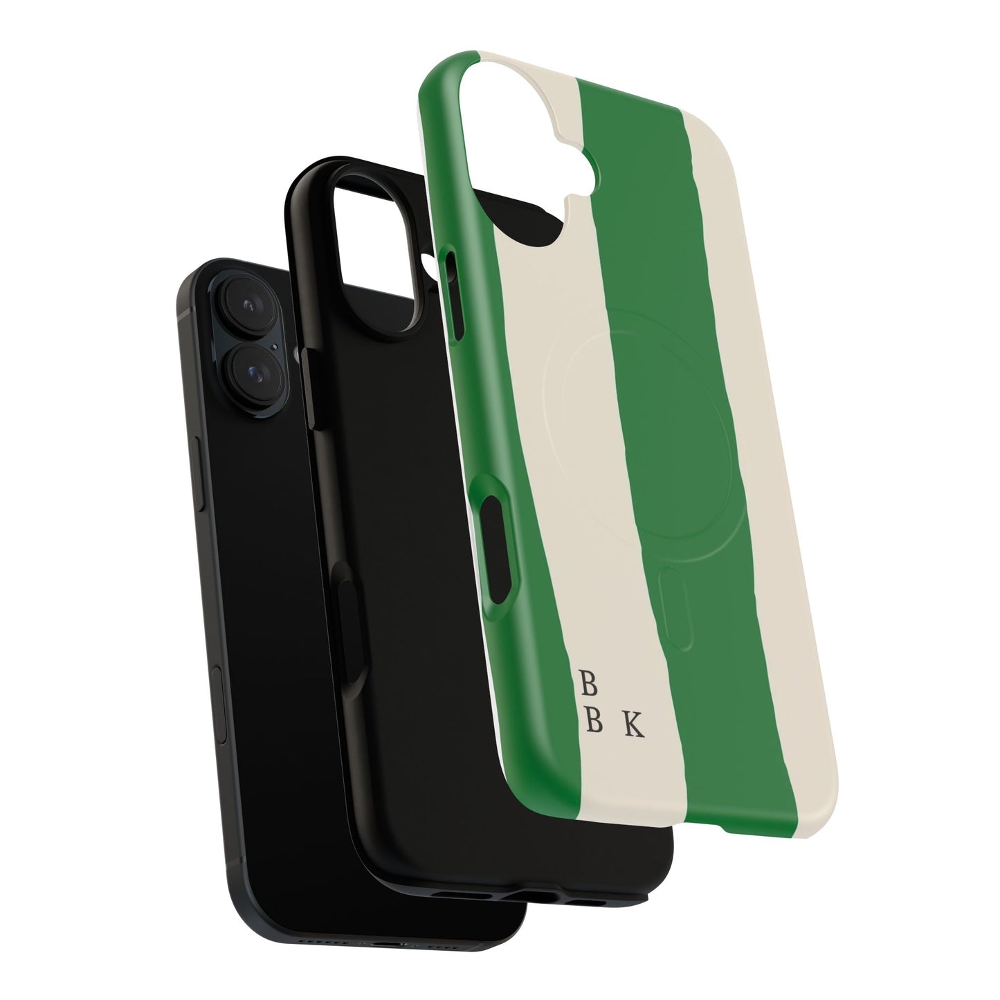 Green Stripe Tough Magnetic Phone Case — Custom Monogram BBK