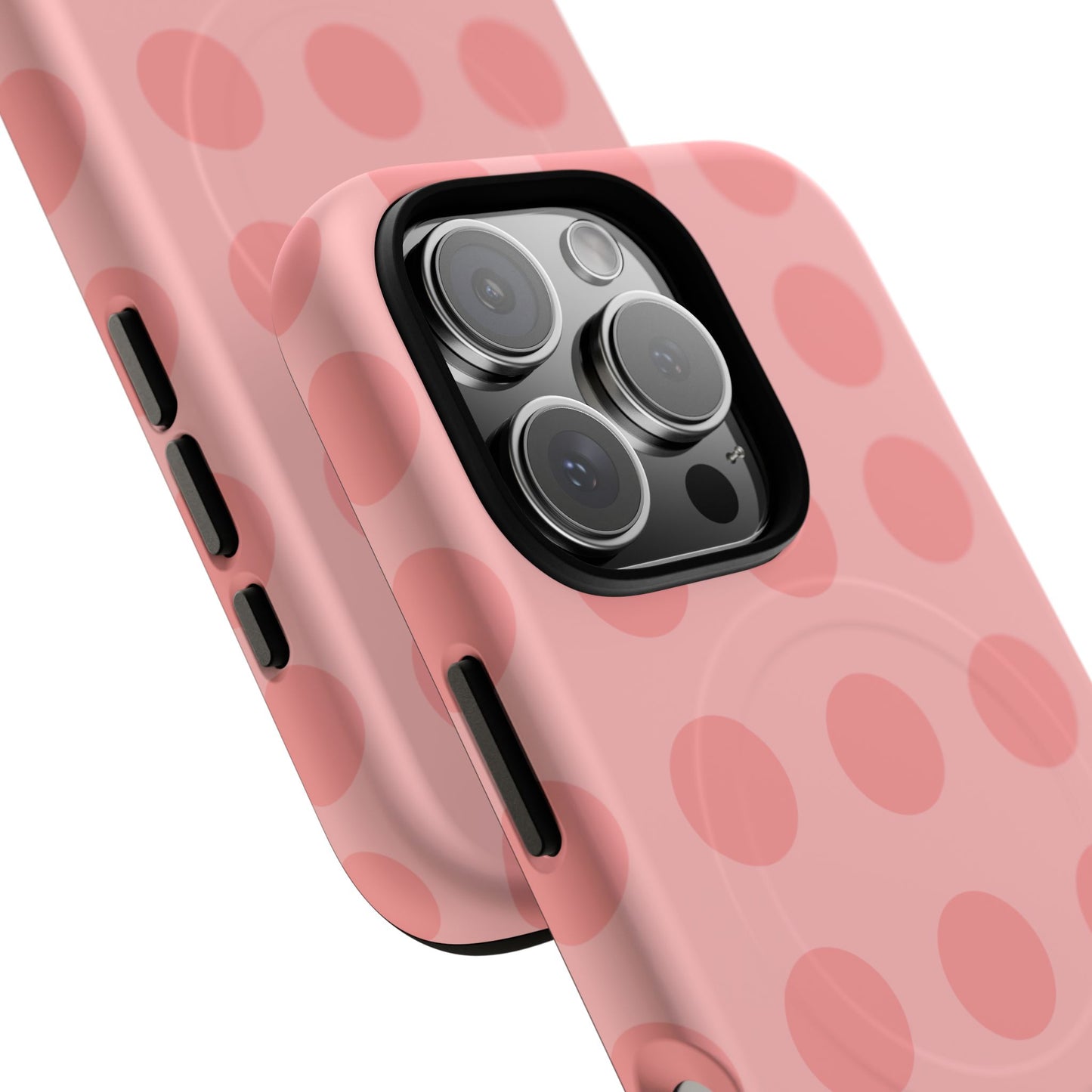 Magnetic Phone Case — Pink Polka Dot Tough Protective Cover