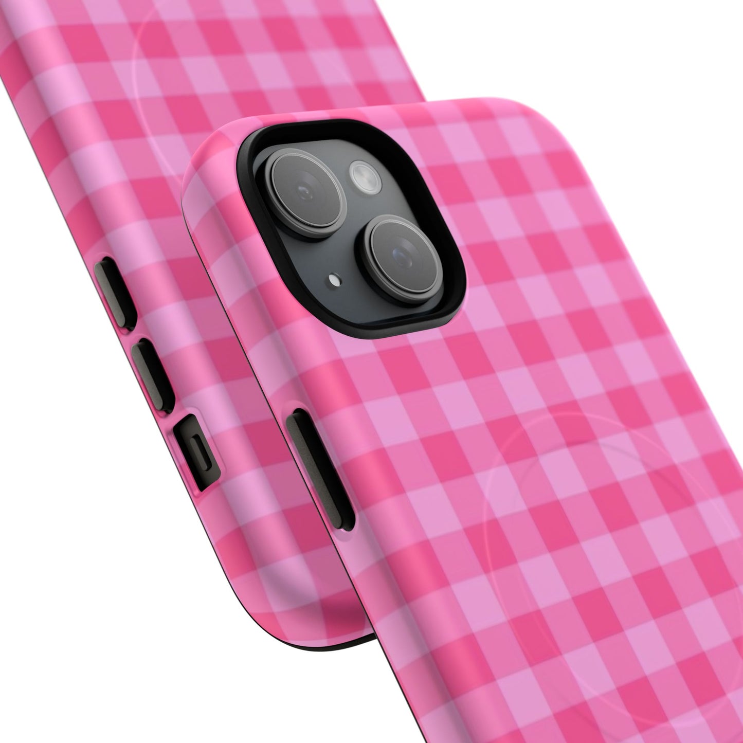 Pink Gingham Tough Magnetic Phone Case – Durable Checkered Design