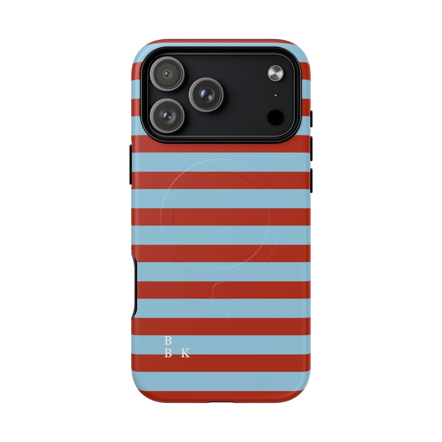 Striped Tough Magnetic Phone Case — Retro Red & Sky Blue