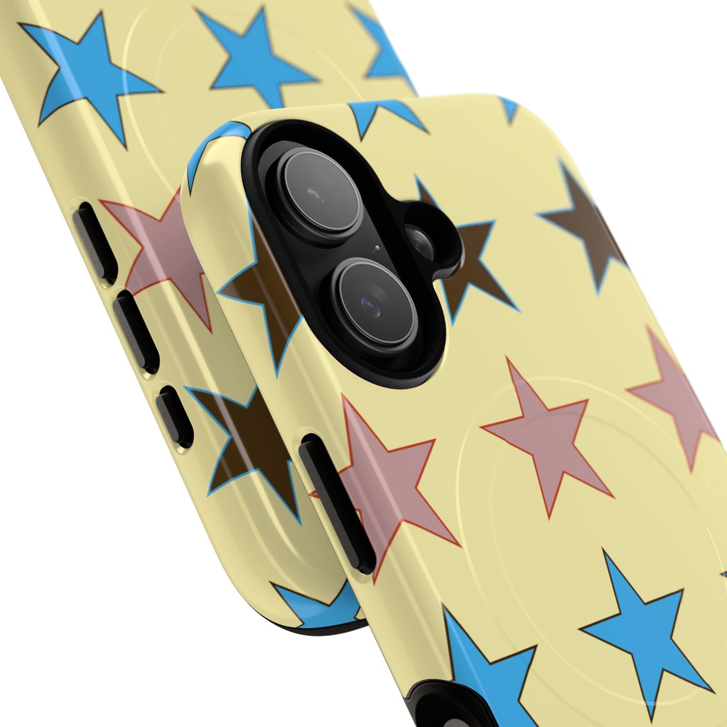Star Pattern Tough Magnetic Phone Case — Colorful Retro Stars Protective Cover