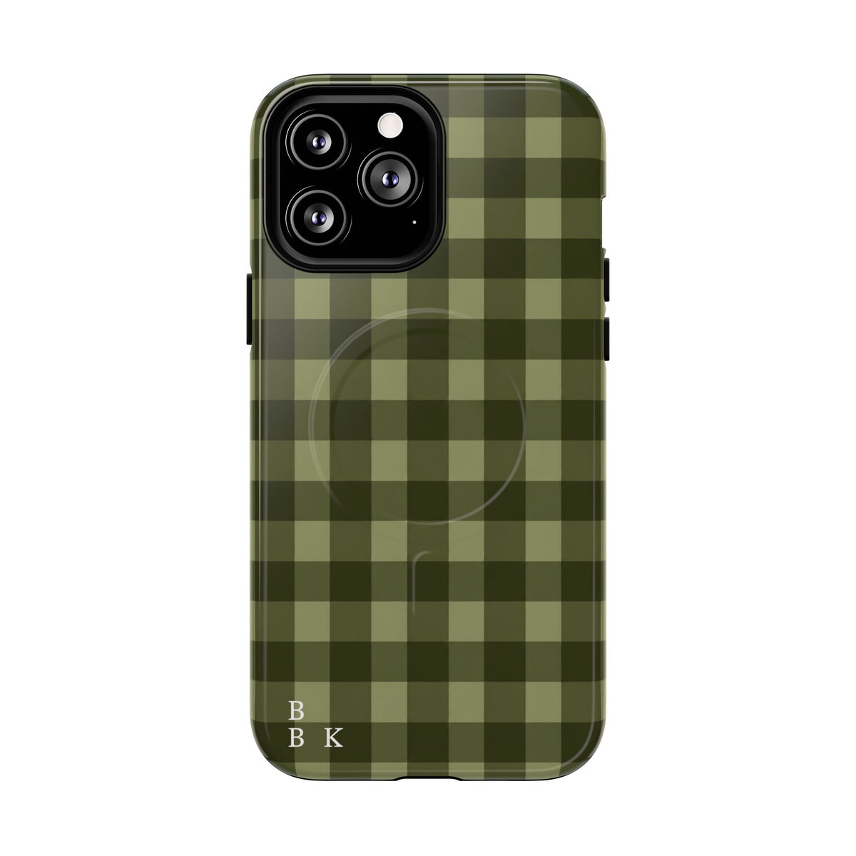 Green Buffalo Plaid Magnetic Phone Case — Tough Protective MagSafe-Compatible Case