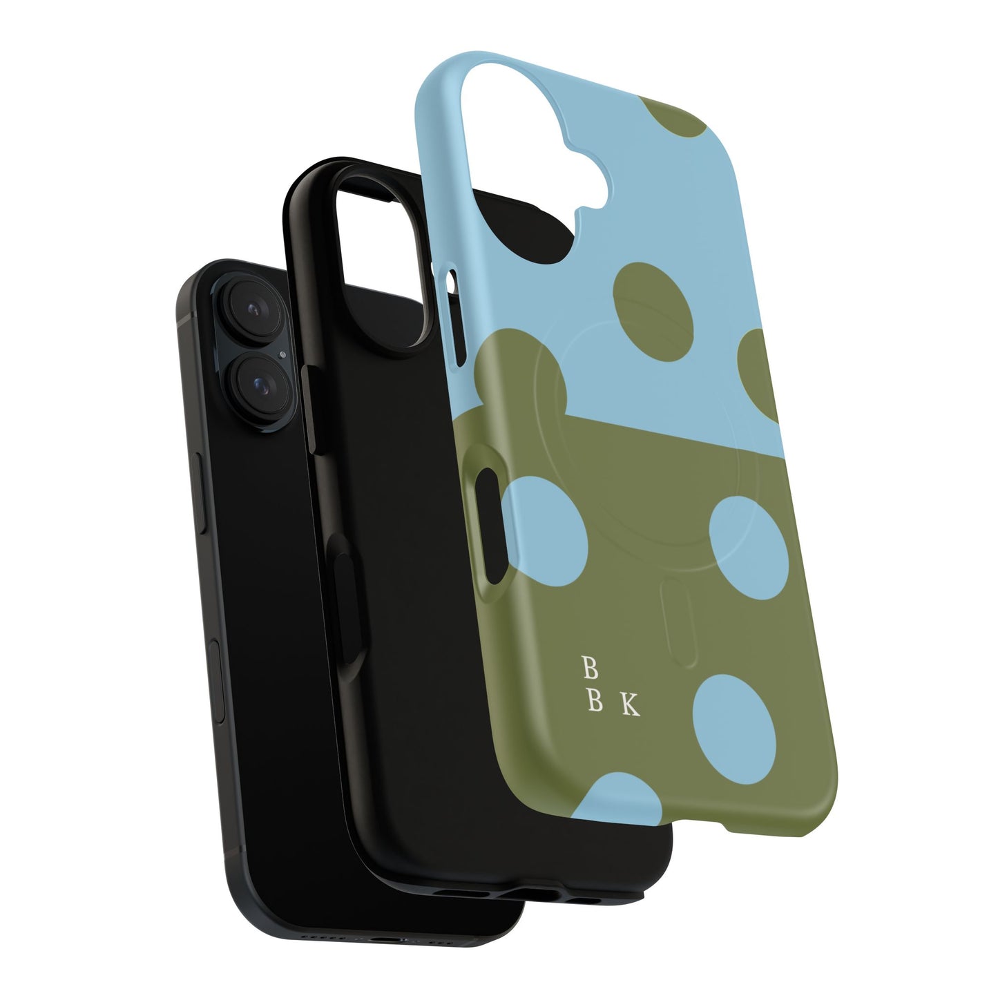 Polka Dot Magnetic Phone Case — Blue & Olive Protective Snap-On Cover