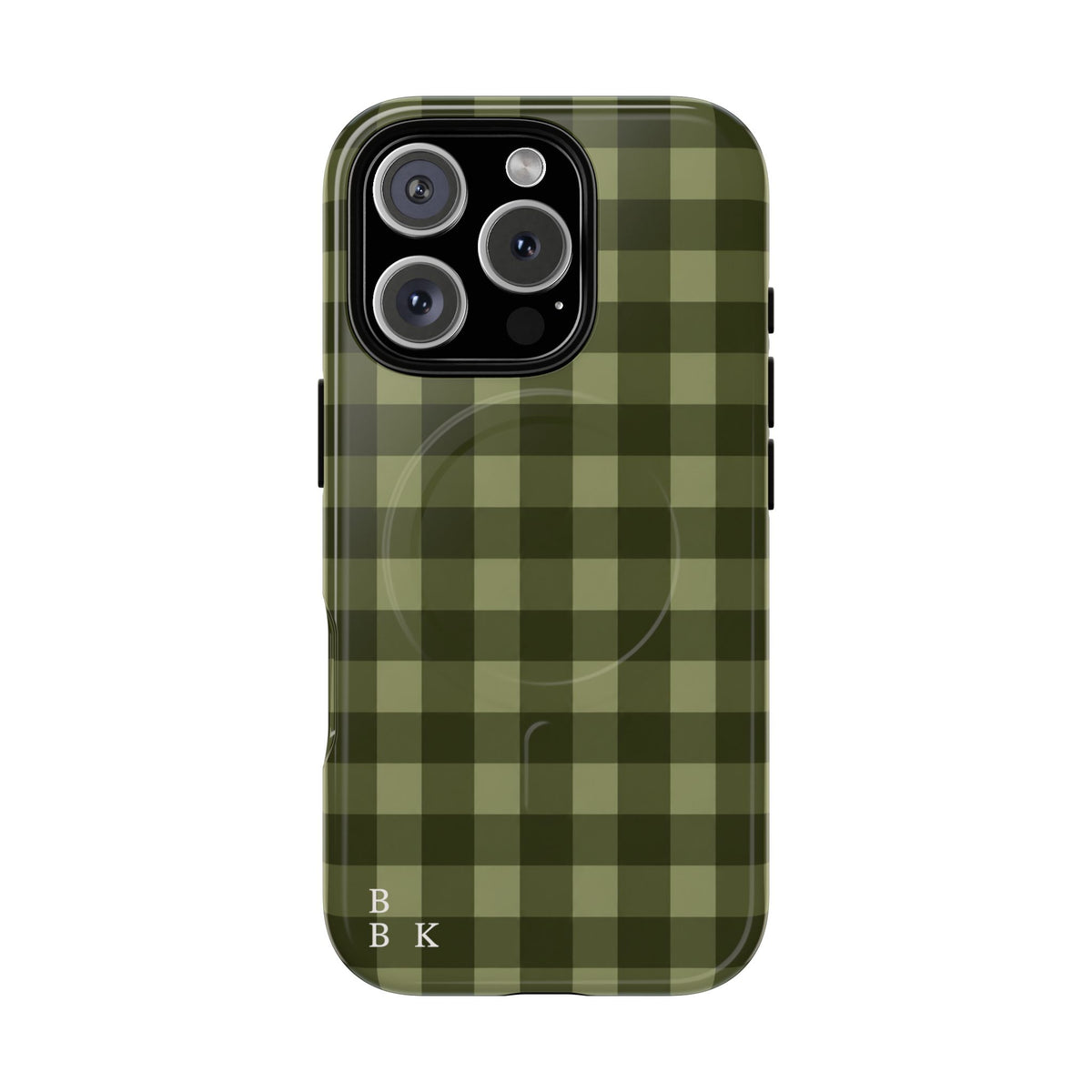 Green Buffalo Plaid Magnetic Phone Case — Tough Protective MagSafe-Compatible Case