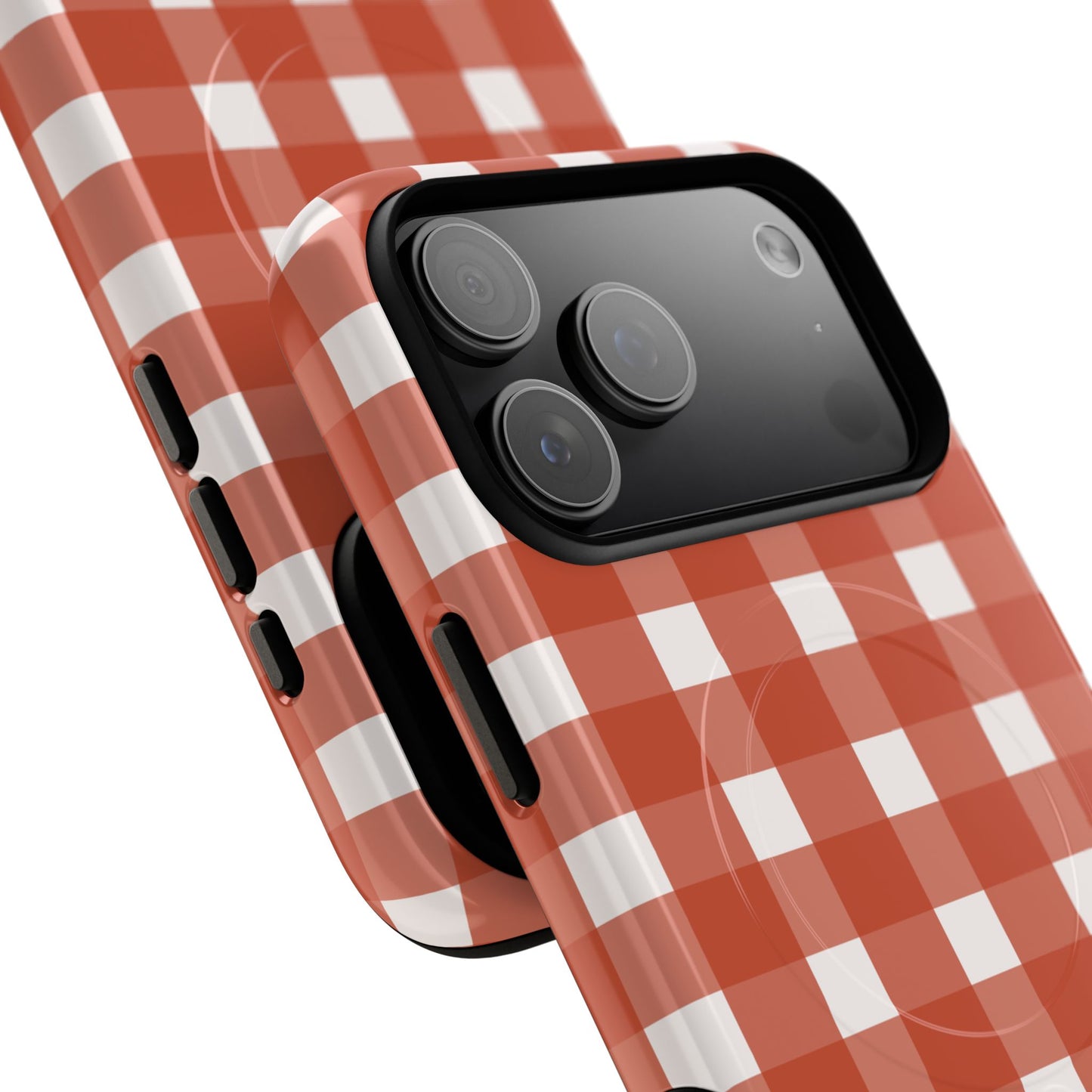 Burnt Orange Gingham Tough Magnetic Phone Case — Plaid Protective iPhone Cover