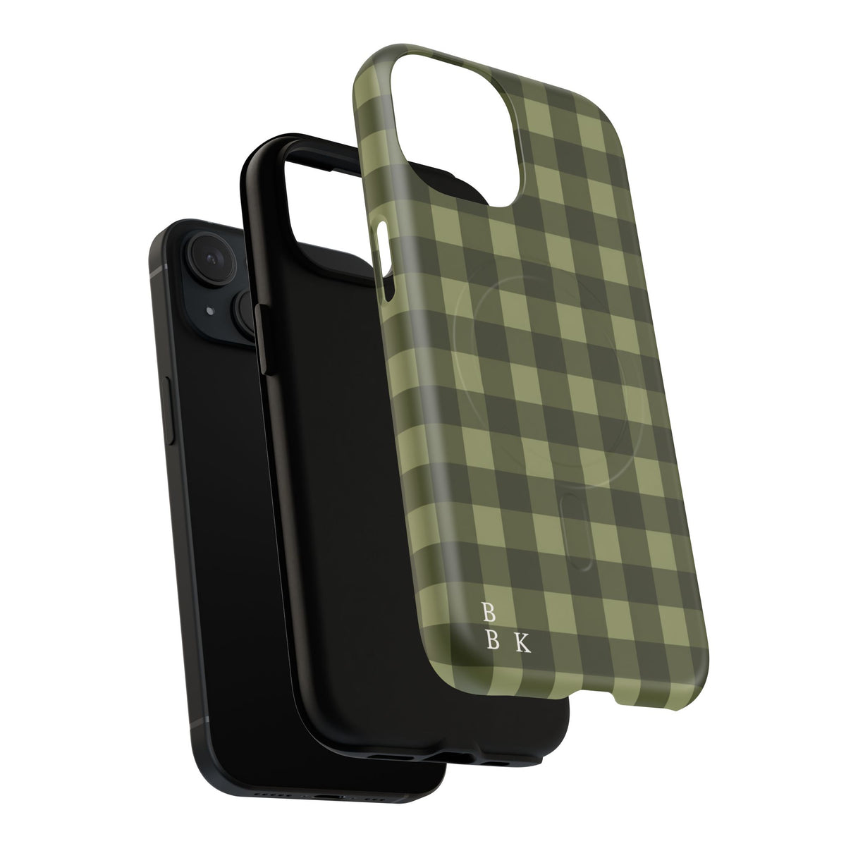 Green Buffalo Plaid Magnetic Phone Case — Tough Protective MagSafe-Compatible Case