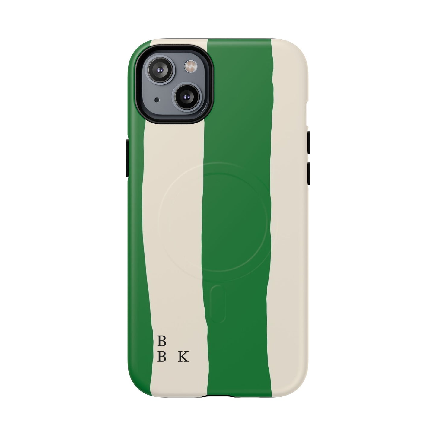 Green Stripe Tough Magnetic Phone Case — Custom Monogram BBK