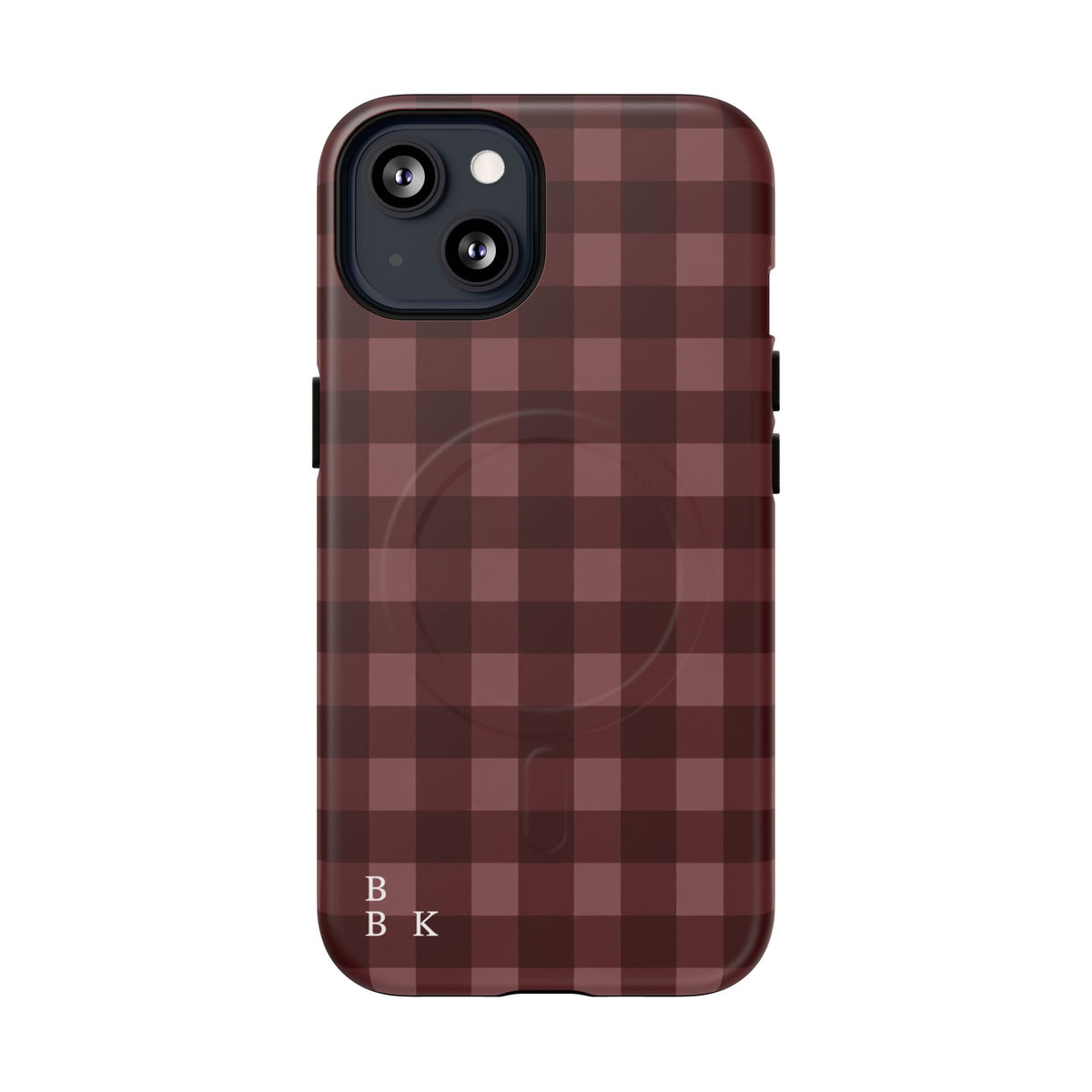 Plaid Magnetic Phone Case — Burgundy Buffalo Check Tough Protective Cover