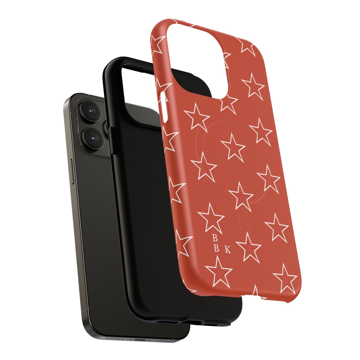 Star Pattern Tough Magnetic Phone Case — Rust Red Protective iPhone Cover