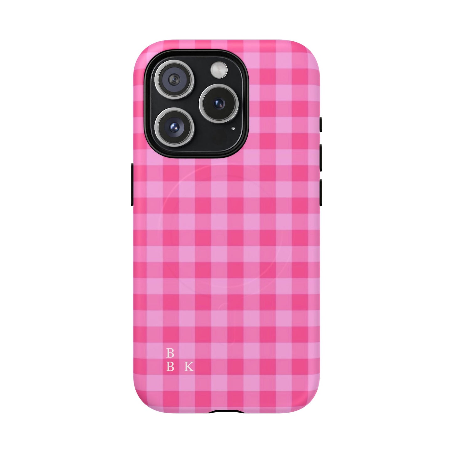 Pink Gingham Tough Magnetic Phone Case – Durable Checkered Design