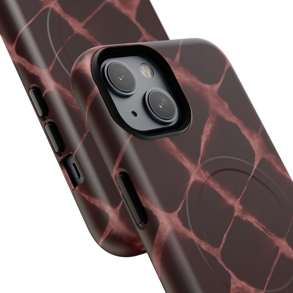 Magnetic Phone Case — Burgundy Marble Tough Protective Cover