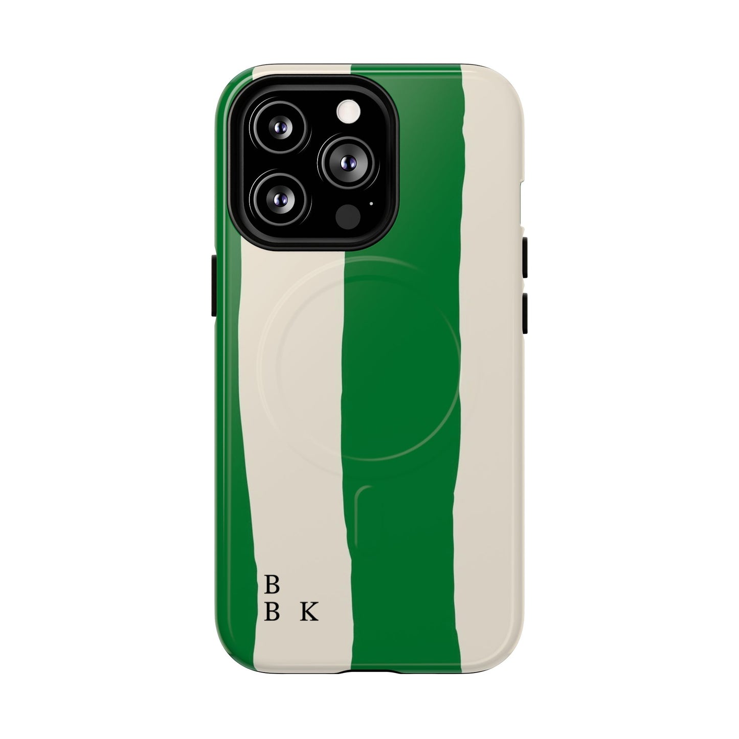 Green Stripe Tough Magnetic Phone Case — Custom Monogram BBK