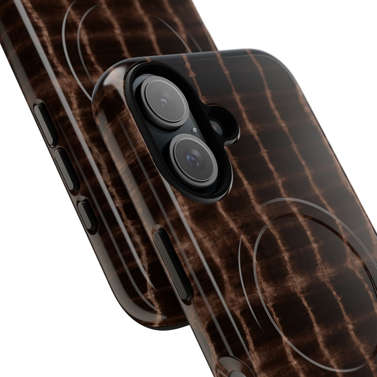 MagSafe Phone Case — Brown Croc Pattern Tough Magnetic Case