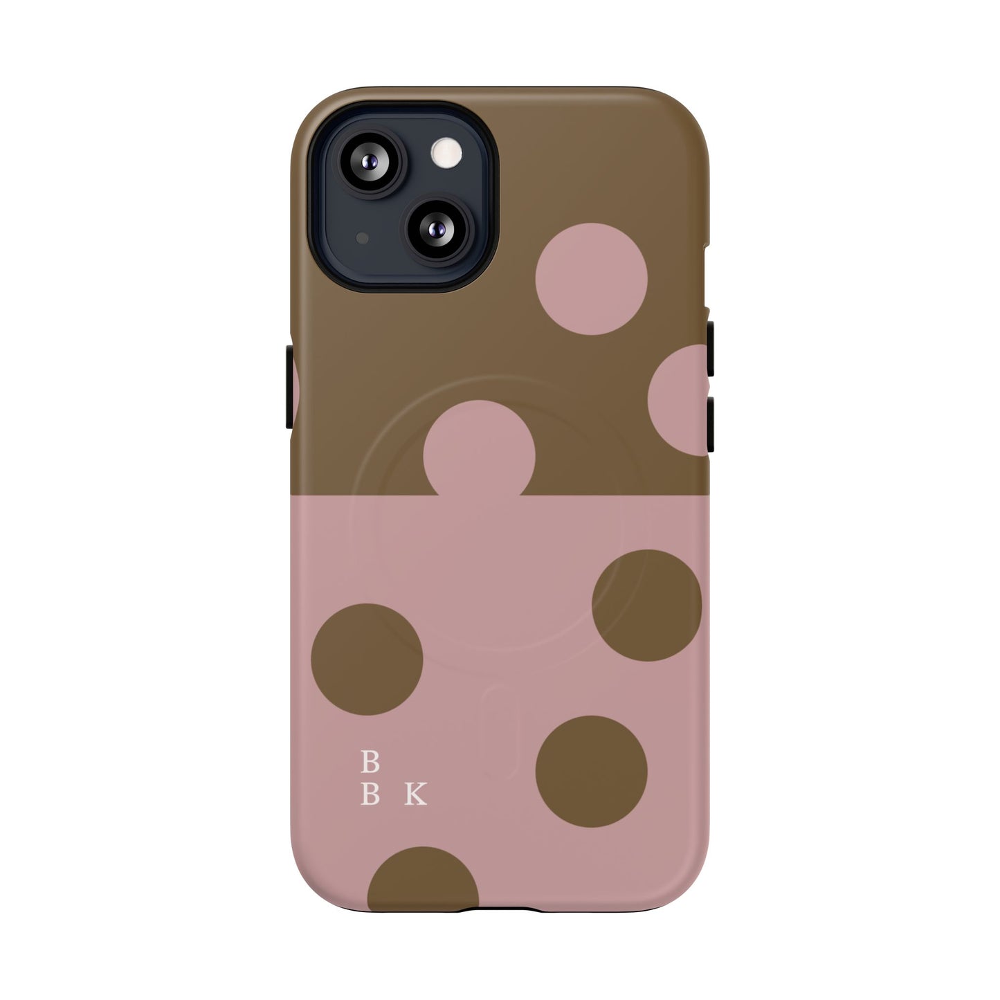 Pink + Yellow Polka Dot Magnetic Tough Case — Protective Magnetic Phone Case with 'BBK' Accent