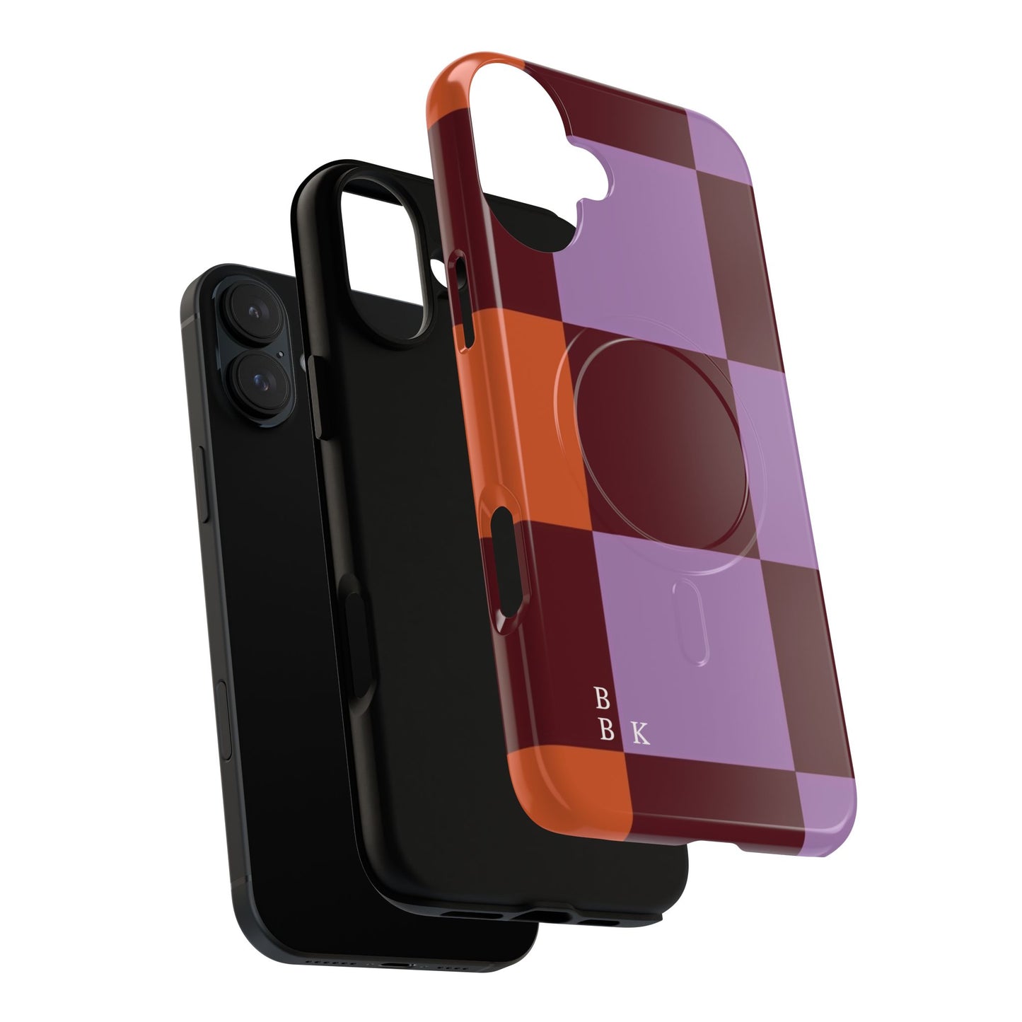 Retro Checker Magnetic Phone Case — Purple & Terracotta Geometric Protection