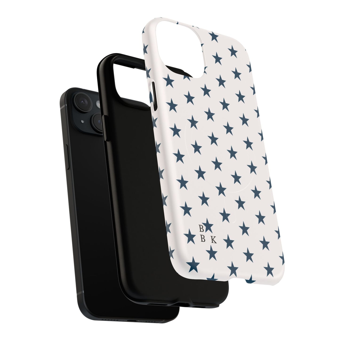 Star Pattern Tough Magnetic Phone Case — Navy Stars on White